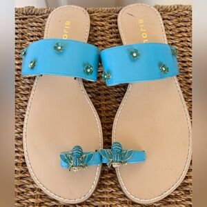 Bijou Brand Women’s Sandals Bumblebee & Flower‎ Ornaments with Rhinestones 8M